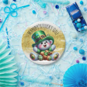 セントパトリックの日かわいいクマ緑の金ゴールドラッキー ペーパープレート (パーティー)