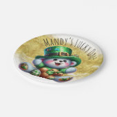 セントパトリックの日かわいいクマ緑の金ゴールドラッキー ペーパープレート (アングル)