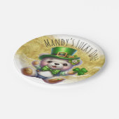 セントパトリックの日かわいいベアーグリーン金ゴールド ペーパープレート (アングル)