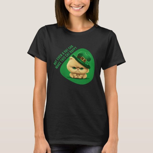 セントパトリックの日この猫を作ることができる帽子も Tシャツ (正面)