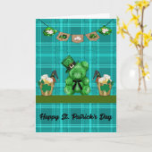 セントパトリックの日とグリーンベア&イエロービール カード (黄色い花)