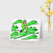 セントパトリックの日にカエルに乗る カード (黄色い花)