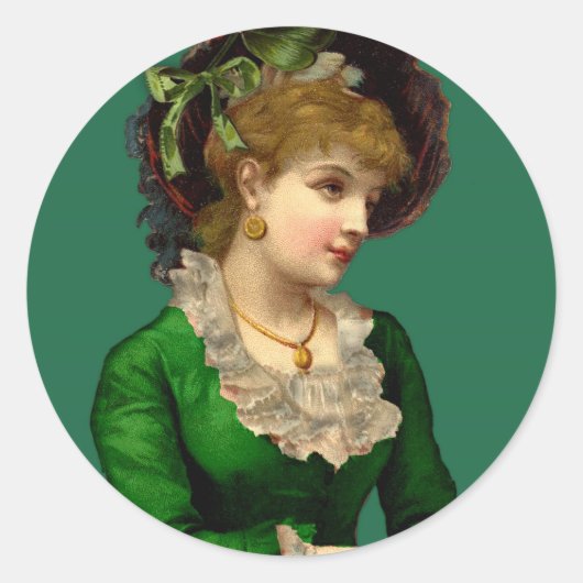 セントパトリックの日にグリーンを着る ラウンドシール (正面)