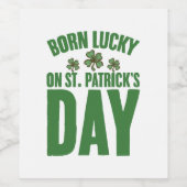 セントパトリックの日に生まれ幸運なアイルランドの誕生日 ワインラベル (シングルラベル)