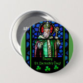 セントパトリックの日のアイルランドのシャムロックのステンドグラス 缶バッジ (正面&裏面)