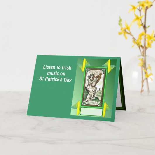 セントパトリックの日のアイルランド音楽に聞いて下さい カード (黄色い花)