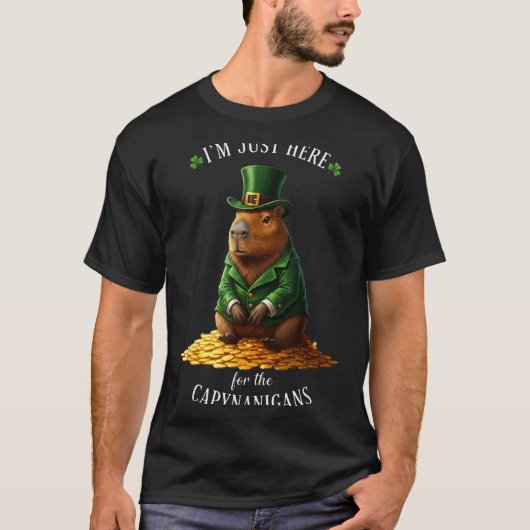 セントパトリックの日のカピバラの妖精の金貨 Tシャツ (正面)
