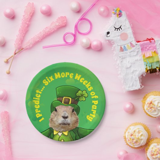 セントパトリックの日のグラウンドホッグパーティー動物 ペーパープレート (パーティー)