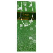 セントパトリックの日のグリッターのシャムロック ワインギフトバッグ (正面)