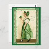 セントパトリックの日のグリーンヴィンテージ ポストカード (正面/裏面)