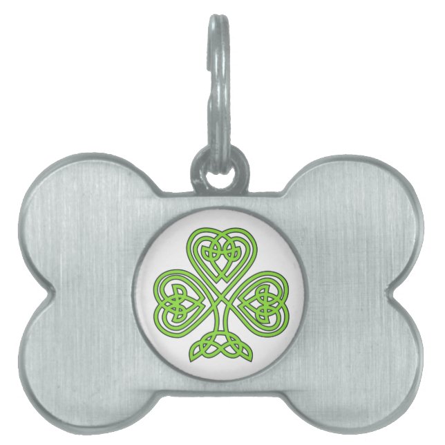 セントパトリックの日のシャムロックのクローバーのペットタグ ペットネームタグ (正面)