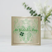 セントパトリックの日のシャムロックの金ゴールドのパーティの招待状 招待状 (スタンド正面)
