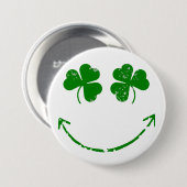セントパトリックの日のシャムロックの顔のユーモア 缶バッジ (正面&裏面)