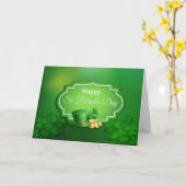 セントパトリックの日のシルクハット及び硬貨-カスタマイズ カード (黄色い花)