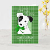 セントパトリックの日のジャックラッセルテリアの誕生日 カード (黄色い花)