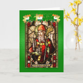 セントパトリックの日のステンドグラス窓および祈りの言葉F カード (黄色い花)