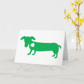 セントパトリックの日のダックスフント カード (黄色い花)