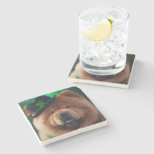 セントパトリックの日のドレスのチュウ犬 ストーンコースター (横)