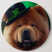 セントパトリックの日のドレスのチュウ犬 缶バッジ (正面)
