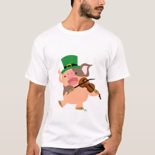セントパトリックの日のバイオリン奏者のブタのTシャツ Tシャツ