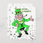 セントパトリックの日のパーティー|のかわいい小妖精の踊り 招待状 (正面/裏面)