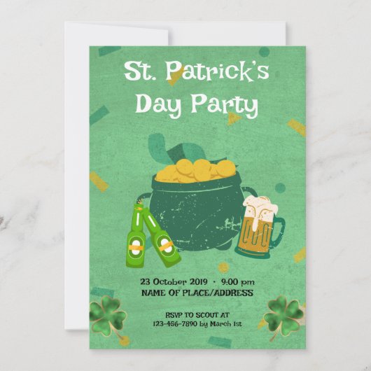 セントパトリックの日のパーティー 招待状 (正面)