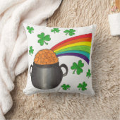 セントパトリックの日のポット金ゴールドレインボーシャムロック クッション (ブランケット)