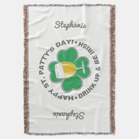 セントパトリックの日の名前をカスタムするスロー毛布 スローブランケット (正面縦)