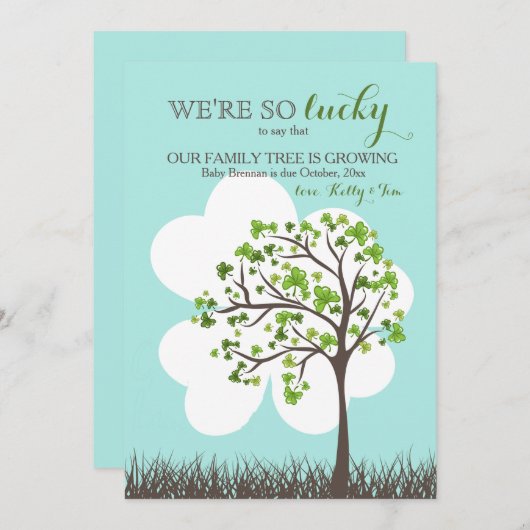 セントパトリックの日の妊娠の発表 案内状 (正面/裏面)