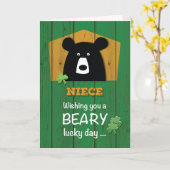 セントパトリックの日の姪のくま及びシャムロック カード (黄色い花)