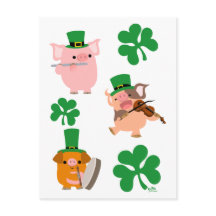 セントパトリックの日の小さなミュージシャン葉書