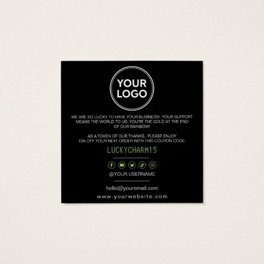 セントパトリックの日の幸運に感謝する割引コード (裏面)