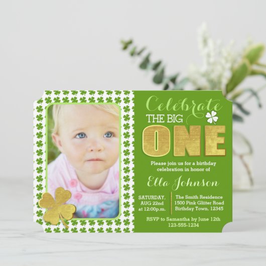 セントパトリックの日の最初誕生会の写真 招待状 (スタンド正面)