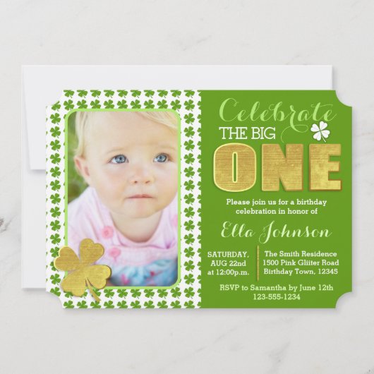 セントパトリックの日の最初誕生会の写真 招待状 (正面)