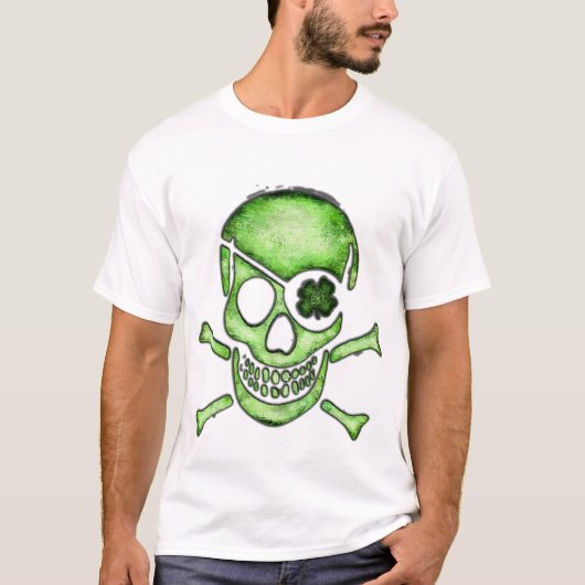 セントパトリックの日の海賊スカルのTシャツ Tシャツ (正面)