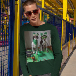 セントパトリックの日の犬の準備ができてパーティー長袖 Tシャツ