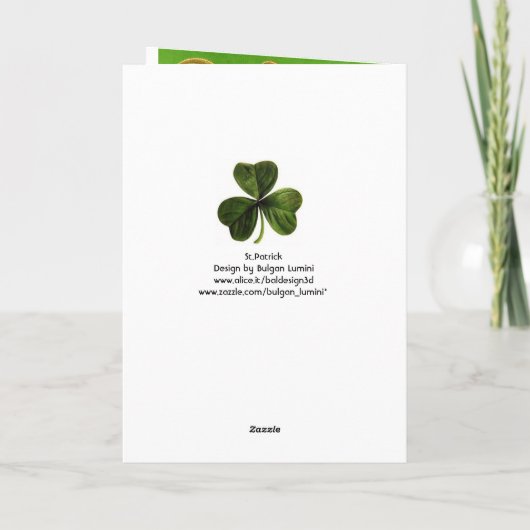 セントパトリックの日の緑のシャムロックと三位一体 カード (裏面)