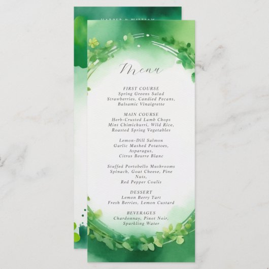 セントパトリックの日の緑の水色の結婚メニュー メニュー (正面/裏面)