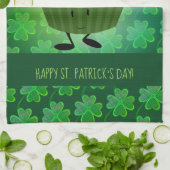 セントパトリックの日の緑の漫画のシャムロック キッチンタオル (折り畳み)