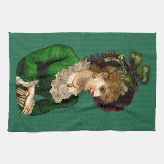 セントパトリックの日の緑を身に着けていること キッチンタオル (横)