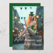 セントパトリックの日の美しさ ドラム缶に腰かけている シーズンカード (正面/裏面)