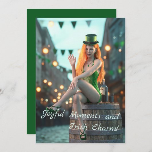 セントパトリックの日の美しさ　ドラム缶に腰かけている シーズンカード (正面/裏面)