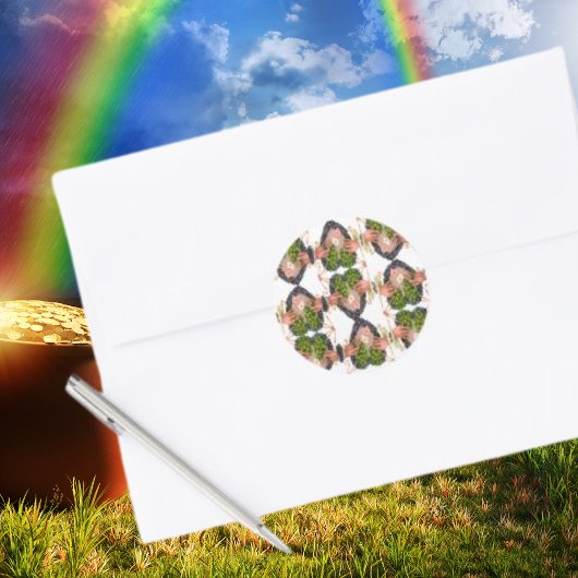 セントパトリックの日の花のハートとクローバーブケッツ ラウンドシール