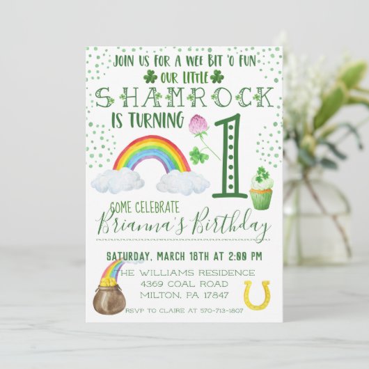 セントパトリックの日の誕生日のパーティの招待状 招待状 (スタンド正面)