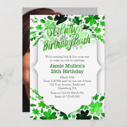 セントパトリックの日の誕生日のパーティの招待状 招待状 (正面/裏面)