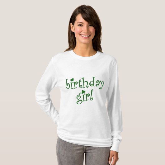 セントパトリックの日の誕生日の女の子のための誕生日の女の子 Tシャツ (正面フル)