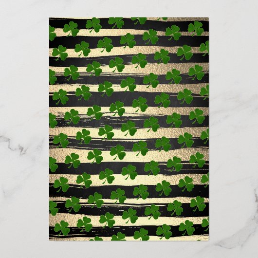 セントパトリックの日の赤ちゃんシャワーありがとうござ実在う 箔招待状 (裏面)