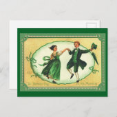 セントパトリックの日の踊りカップルのヴィンテージイメージ ポストカード (正面/裏面)