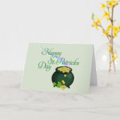 セントパトリックの日の金ゴールドと虹のポット カード (黄色い花)