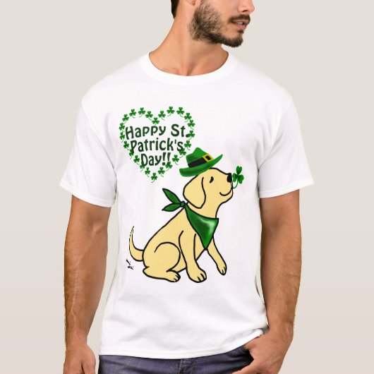 セントパトリックの日の黄色のラブラドール Tシャツ (正面)